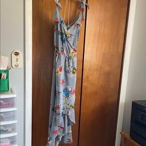 Maurices Light Blue Floral High-Low Dress